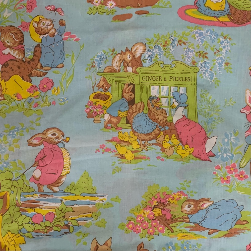 Vintage Peter Rabbit Beatrix Potter Twin Flat & Fitted Bedsheets Made in USA